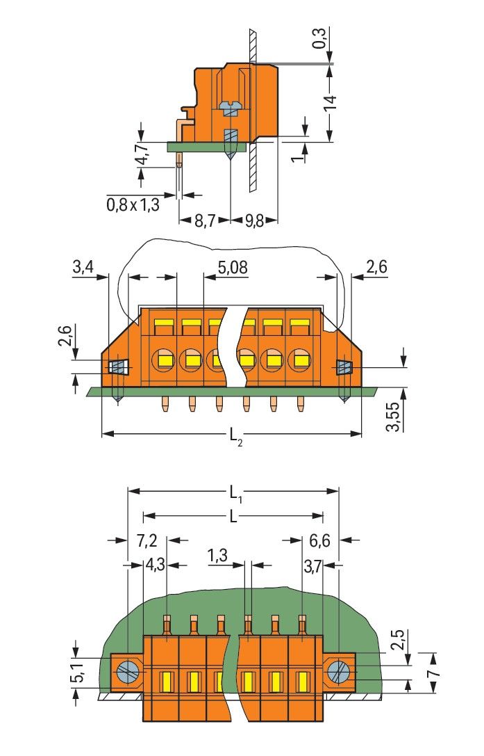 Leiterplattenklemme 231-636/017-000