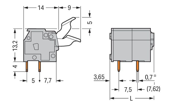 Leiterplattenklemme 255-506/333-006