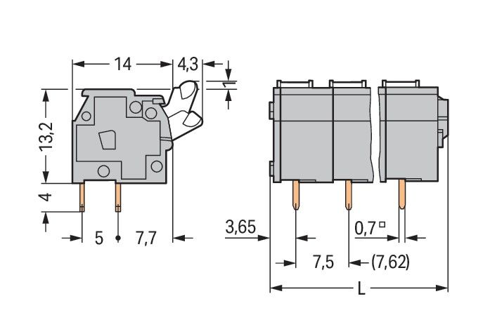 Leiterplattenklemme 255-508/333-000