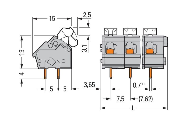 Leiterplattenklemme 256-508/334-000