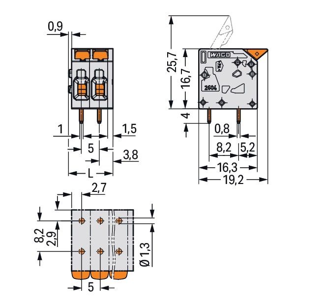 Leiterplattenklemme 2604-1102/000-006