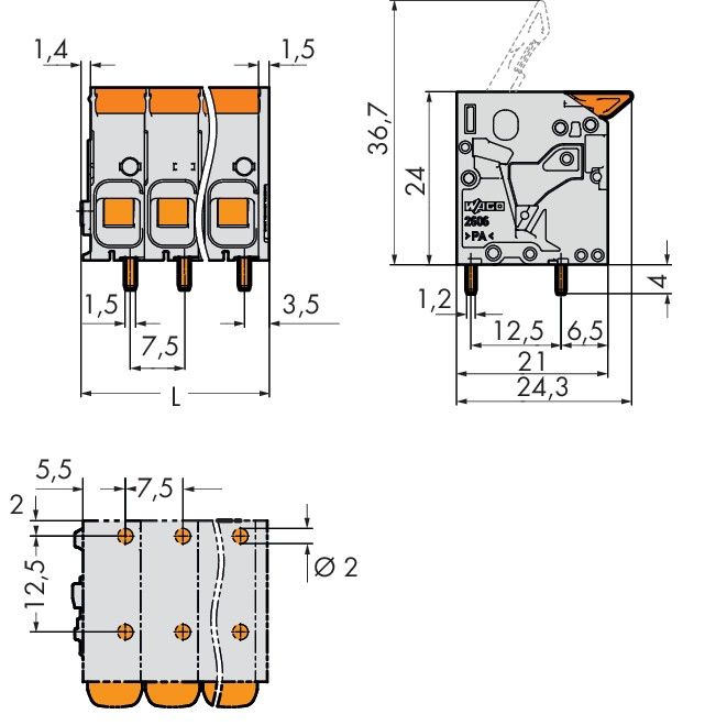 Leiterplattenklemme 2606-1102/000-005