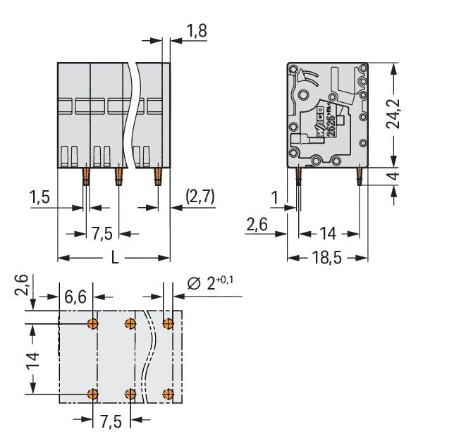 Leiterplattenklemme,6 mm² 2626-3105