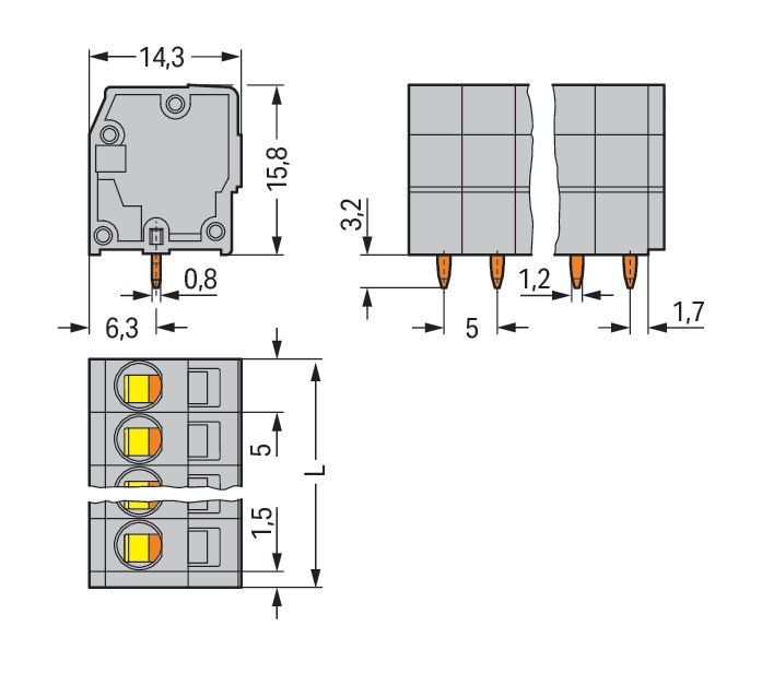 Leiterplattenklemme 739-114