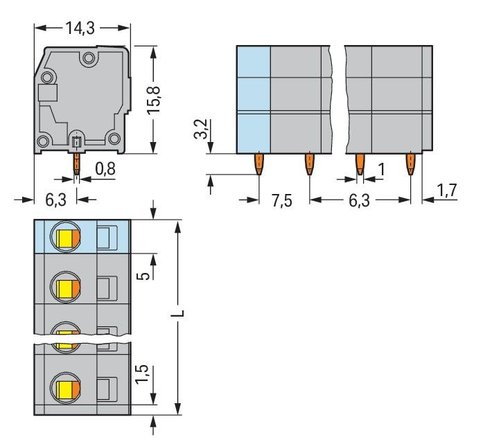 Leiterplattenklemme 739-208