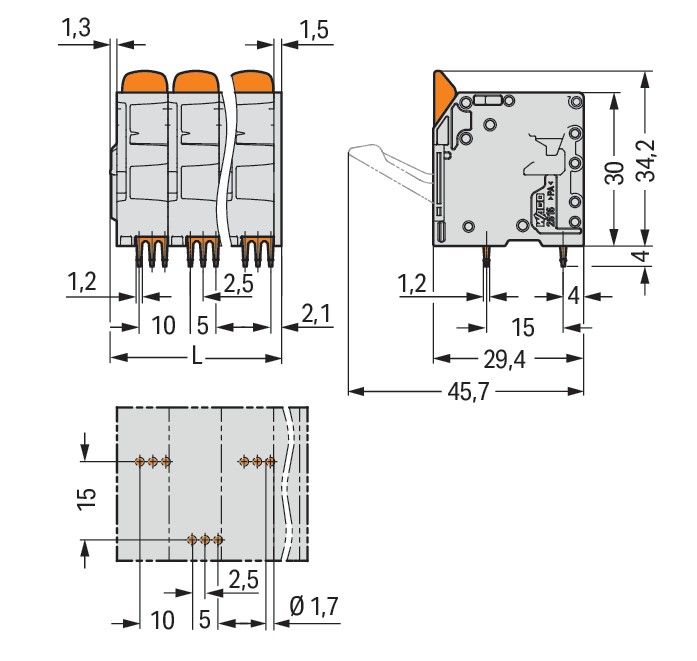 Leiterplattenklemme Hebel 2616-3103/020-000
