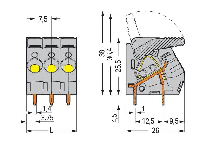 Leiterplattenklemme Hebel 2706-106/000-009
