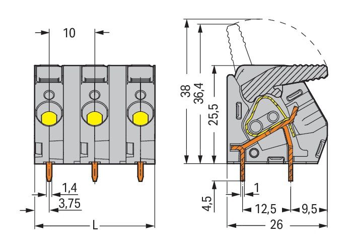 Leiterplattenklemme Hebel 2706-204/000-004