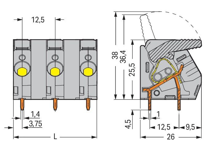Leiterplattenklemme Hebel 2706-302