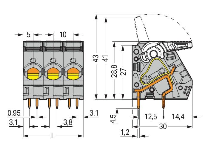 Leiterplattenklemme Hebel 2716-104