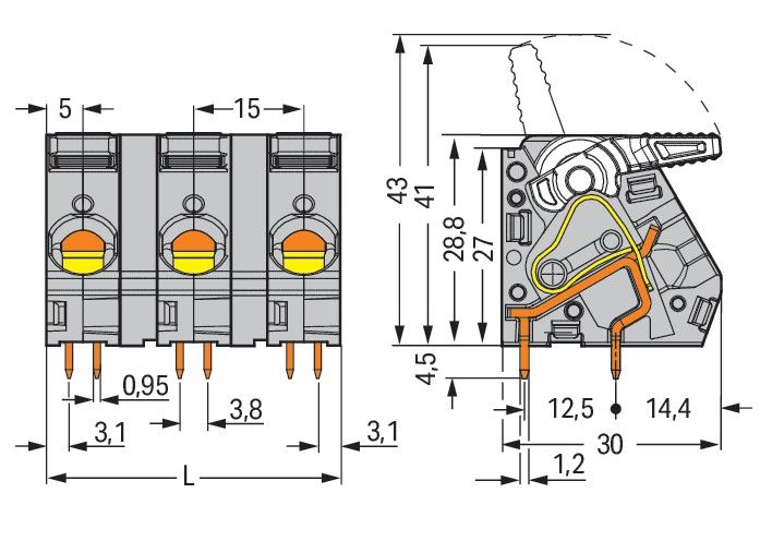 Leiterplattenklemme Hebel 2716-203/000-005