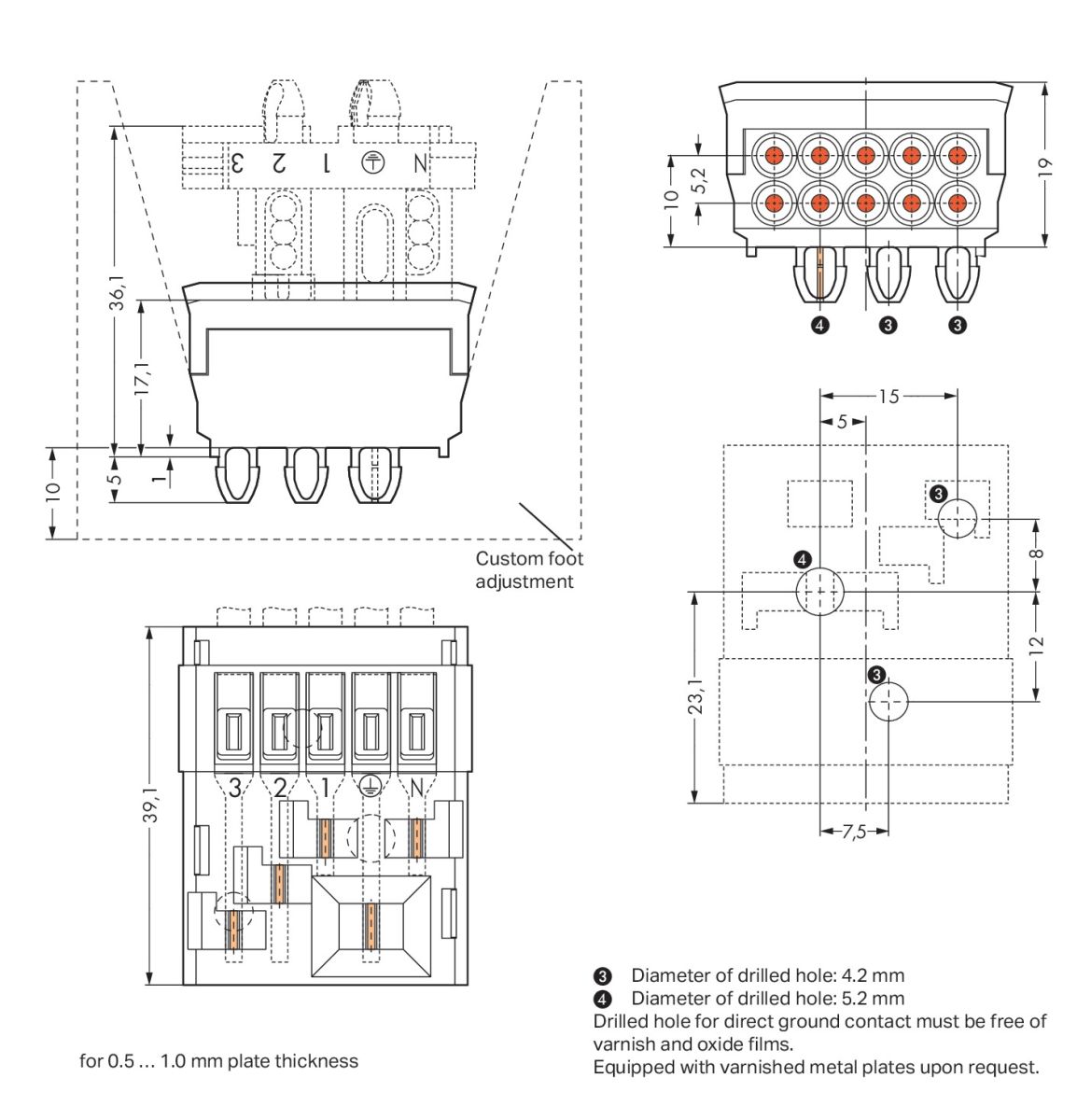 Leitungshalter m.PE-Direkt 267-303