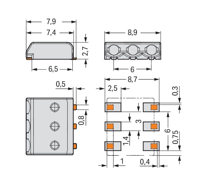 SMD-Leiterplattenklemme 2059-303/998-403
