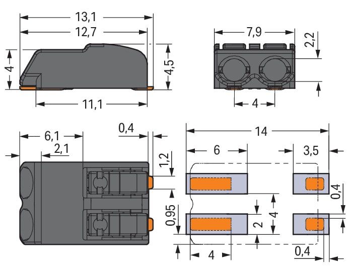 SMD-Leiterplattenklemme 2060-472/998-404
