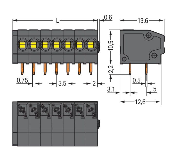 THR-Leiterplattenklemme 805-303/200-604/997-