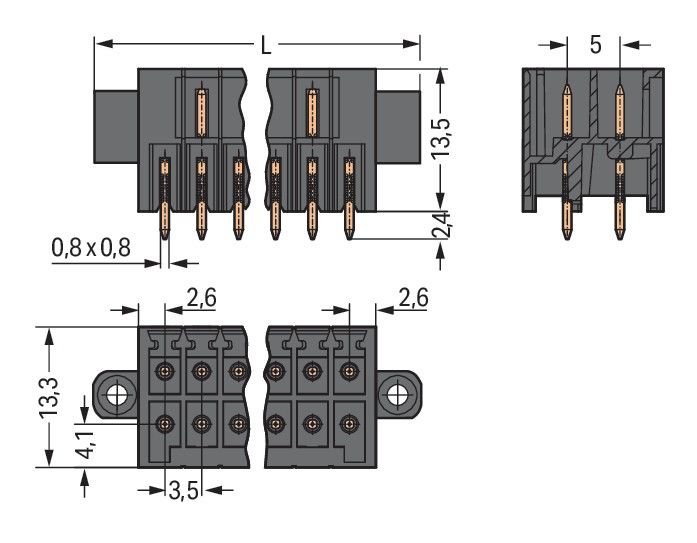 THR-Stiftleiste 2-reihig 713-1416/117-000
