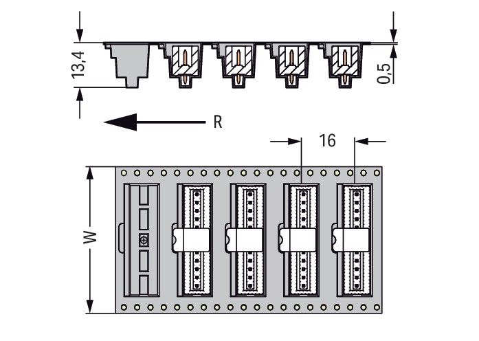 THR-Stiftleiste Lötstift 733-335/105-604/997-