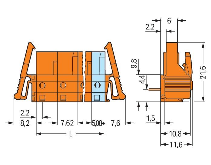 THT-Federleiste abgewink. 232-872/039-000