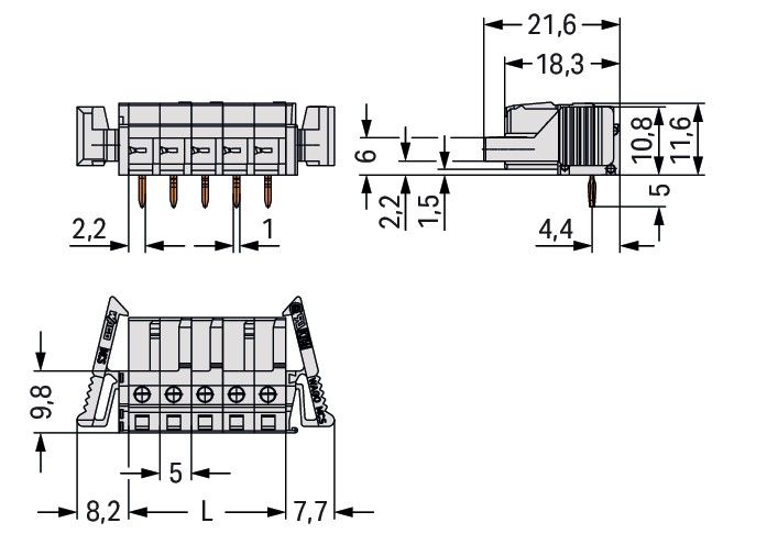 THT-Federleiste abgewink. 722-234/039-000