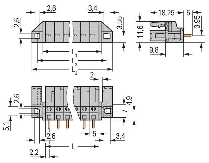 THT-Federleiste gerade 232-150/047-000