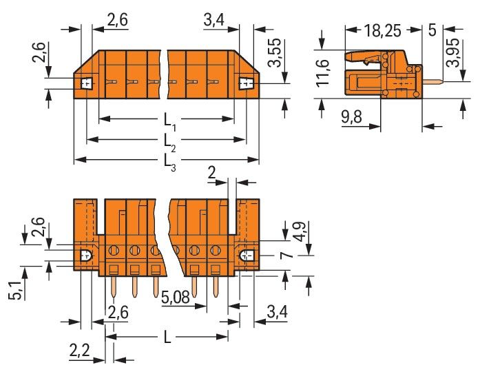 THT-Federleiste gerade 232-170/047-000