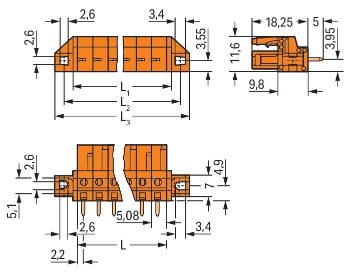 THT-Federleiste gerade 232-176/031-000 THT-Federleiste gerade 232-176/031-000