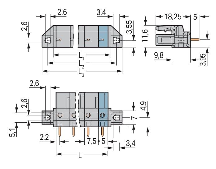 THT-Federleiste gerade 232-734/031-000