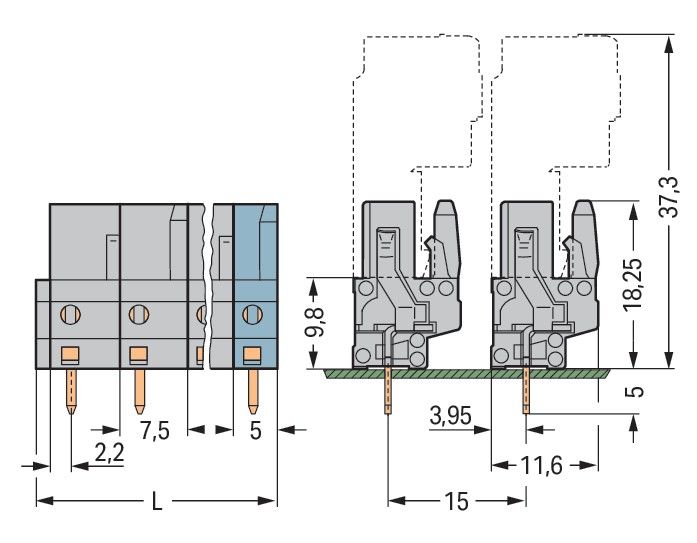 THT-Federleiste gerade 232-743/045-000