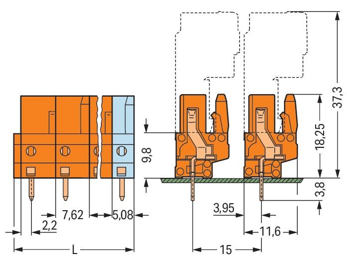 THT-Federleiste gerade 232-763/045-000