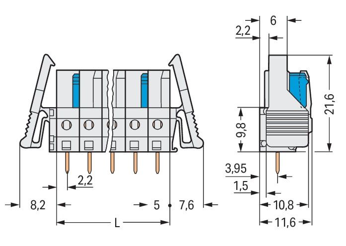 THT-Federleiste gerade 722-146/039-000