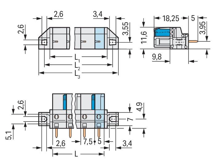 THT-Federleiste gerade 722-736/031-000