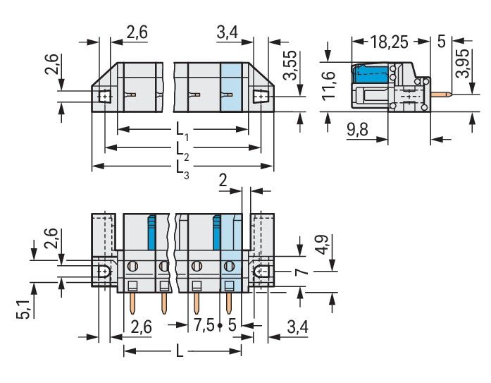 THT-Federleiste gerade 722-739/047-000