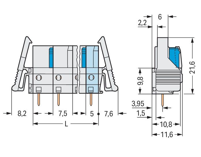 THT-Federleiste gerade 722-740/039-000
