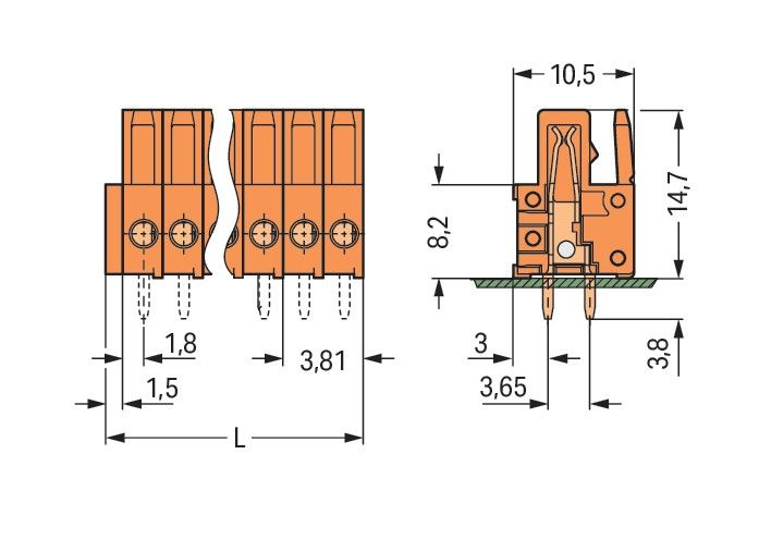 THT-Federleiste gerade 734-515