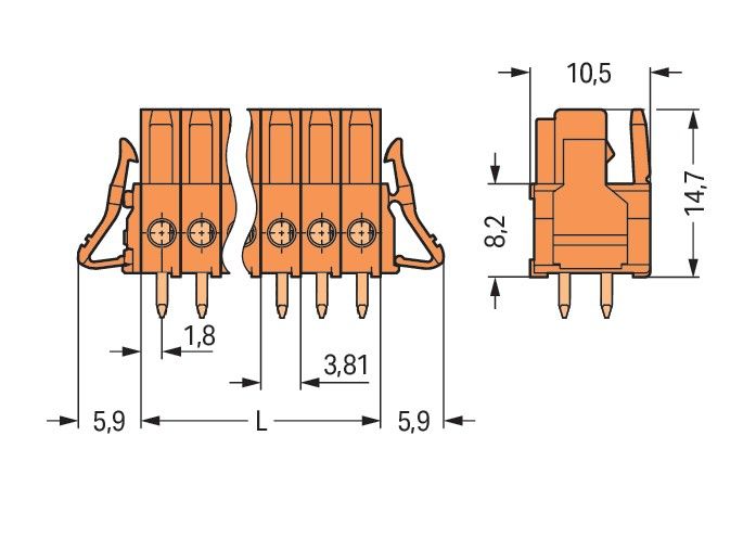 THT-Federleiste gerade 734-516/037-000