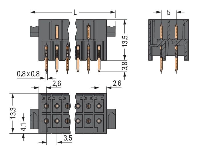 THT-Stiftleiste 2-reihig 713-1466/037-000