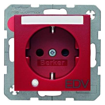 SCHUKO-Steckdose 41101915 rot matt Aufdruck EDV SCHUKO-Steckdose 41101915 rot matt Aufdruck EDV