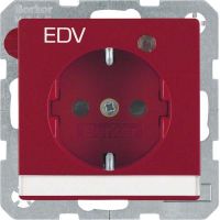 SCHUKO-Steckdose 41106015 rot samt Aufdruck EDV