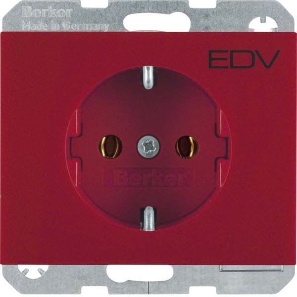 SCHUKO-Steckdose 47157115 rot glänzend Aufdruck EDV SCHUKO-Steckdose 47157115 rot glänzend Aufdruck EDV