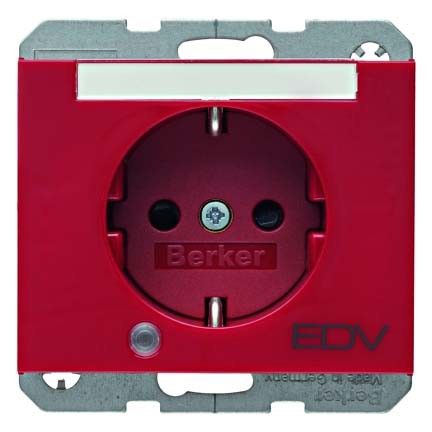 SCHUKO-Steckdose 41107115 rot glänzend Aufdruck EDV SCHUKO-Steckdose 41107115 rot glänzend Aufdruck EDV