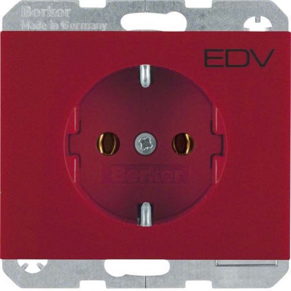SCHUKO-Steckdose 47157115 rot glänzend Aufdruck EDV SCHUKO-Steckdose 47157115 rot glänzend Aufdruck EDV