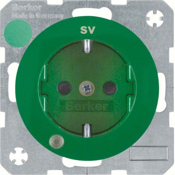 SCHUKO-Steckdose 41102003 grün glänzend Aufdruck SV SCHUKO-Steckdose 41102003 grün glänzend Aufdruck SV
