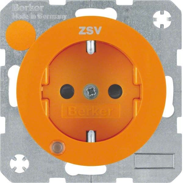 SCHUKO-Steckdose 41102007 orange glänzend Aufdruck ZSV SCHUKO-Steckdose 41102007 orange glänzend Aufdruck ZSV