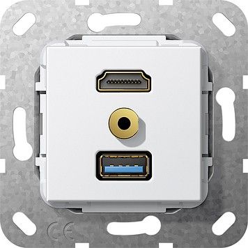 UP Tragring HDMI und USB A 568003 reinweiß glänzend UP Tragring HDMI und USB A 568003 reinweiß glänzend