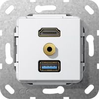 UP Tragring HDMI und USB A 568003 reinweiß glänzend