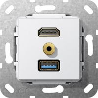UP Tragring HDMI und USB A 568103 reinweiß glänzend