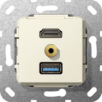 UP Tragring HDMI und USB A 568101 cremeweiß glänzend 