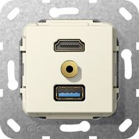UP Tragring HDMI und USB A 568101 cremeweiß glänzend 