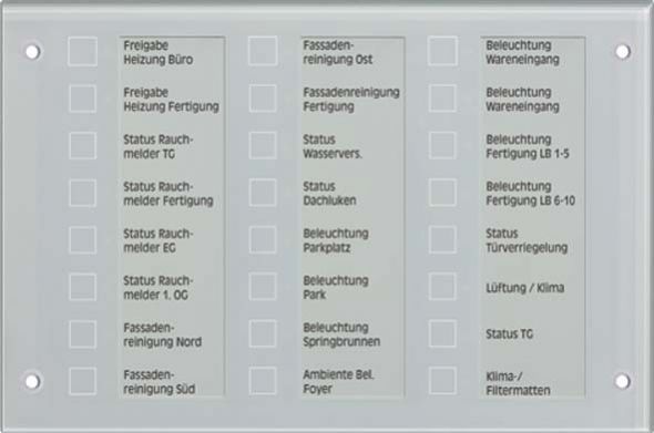 KNX Melde- und Bedientableau MBT 2424 Glas grün KNX Melde- und Bedientableau MBT 2424 Glas grün