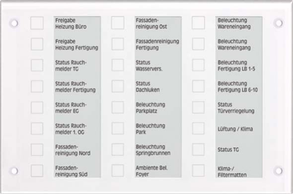 KNX Melde- und Bedientableau MBT 2424 WW Glas alpinweiß KNX Melde- und Bedientableau MBT 2424 WW Glas alpinweiß